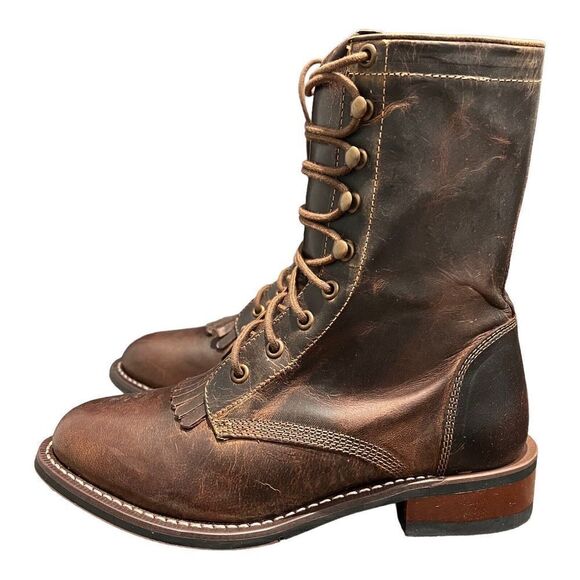 LAREDO BOOTS‎ WOMEN'S 7 BROWN SARA ROSE TAN SIDE-ZIP LEATHER WESTERN 52062 - Picture 5 of 11